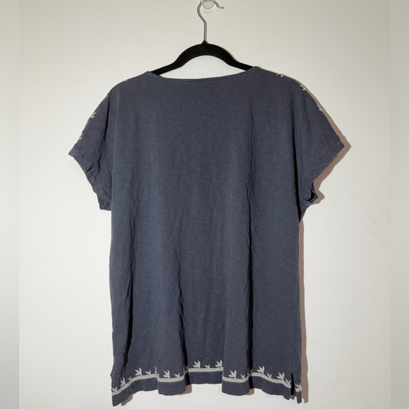 Pure Jill J. Jill Embroidered Dolman Tunic Organic Cotton Grey M Petite Boho - Picture 2 of 8